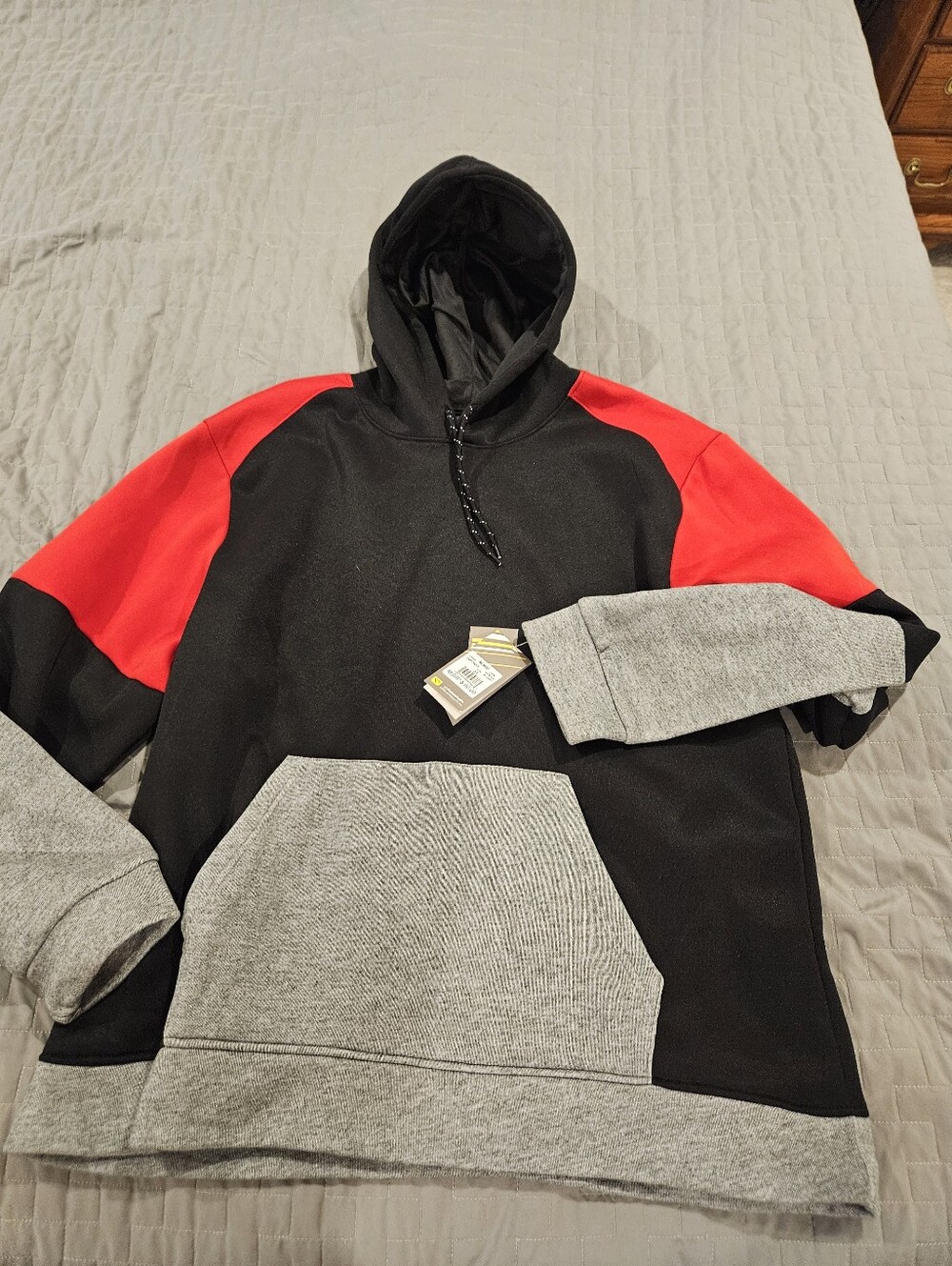 Cheetah Men's Black, Red & Gray Colorblock Hooded Sweatshirt 2XL